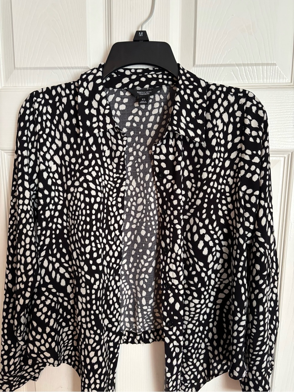 Simply Vera Vera Wang Black and White Printed Open Front Blazer